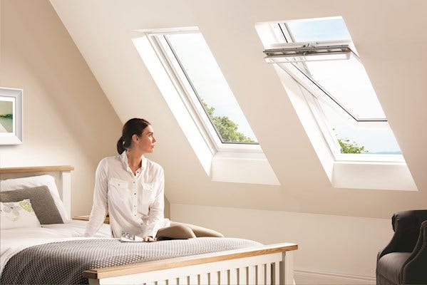 Keylite PVC roof windows installed in combination